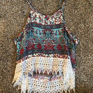 Tribal print halter tank top